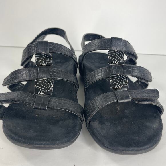 Vionic Sandals Flat Strappy Sz 6 Womens Open Toe Flat Comfort Black - Picture 7 of 14